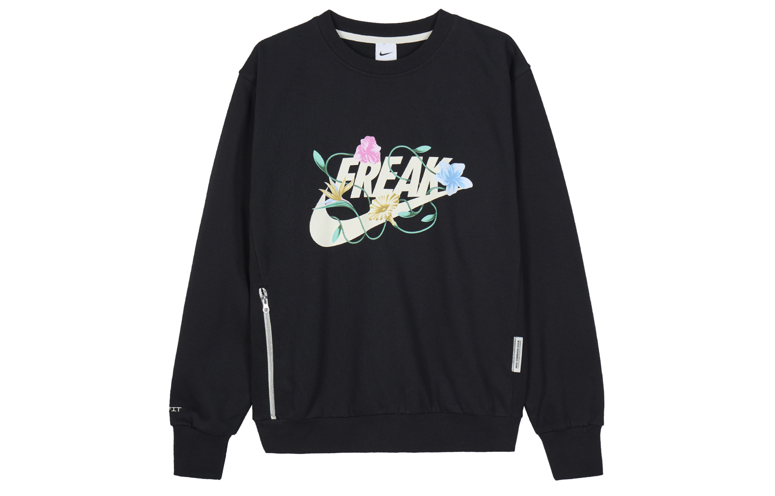 Nike Black Retro Crewneck Letter Print Pullover Sweatshirt FJ9558-010