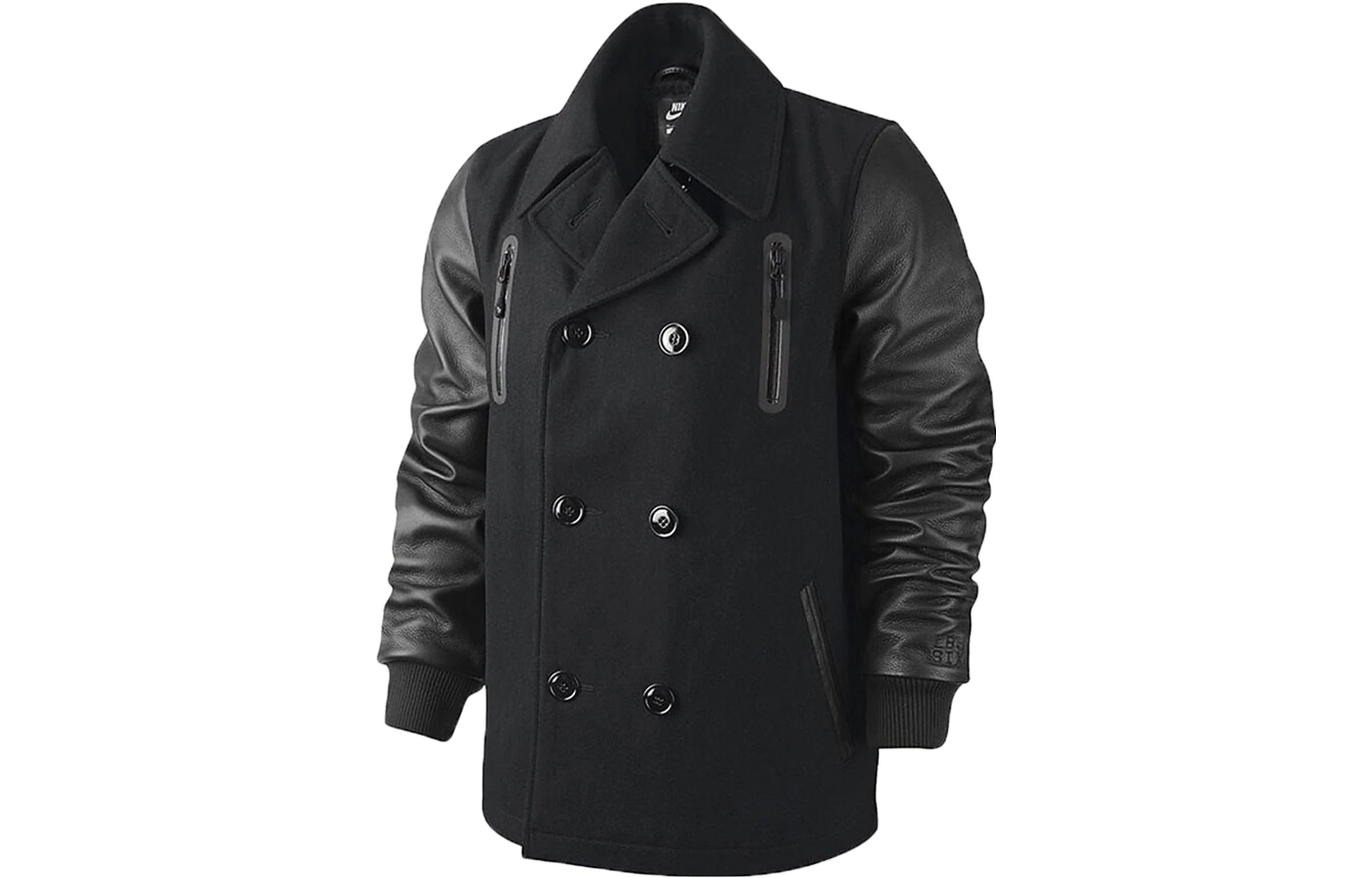 Nike Black Solid Double-Breasted Jacket with Collar 507702-010