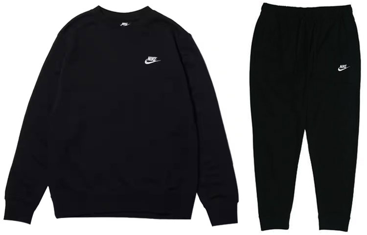 Nike Black Solid Logo Crewneck Sweatshirt & Sweatpants Set BV2667-010+BV2763-010
