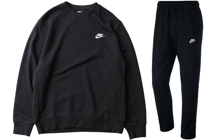Nike Black Solid Logo Crewneck Sweatshirt and Jogger Set BV2667-010+BV2767-010