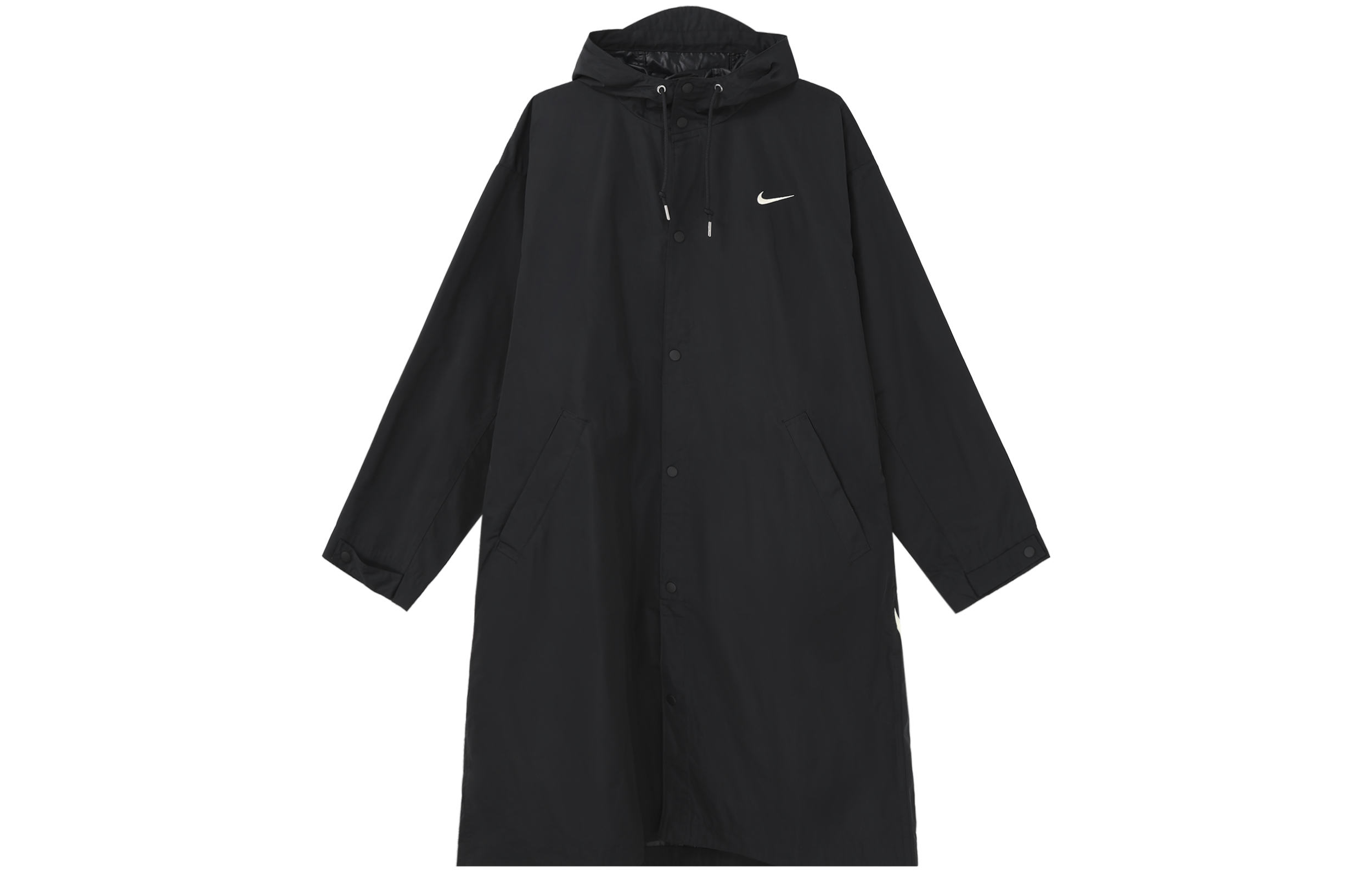 Nike Black Solid Logo Hooded Longline Coat FD2870-010