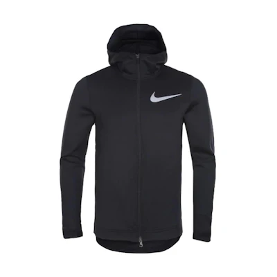 Nike Black Solid Logo Print Hooded Jacket 856439-010