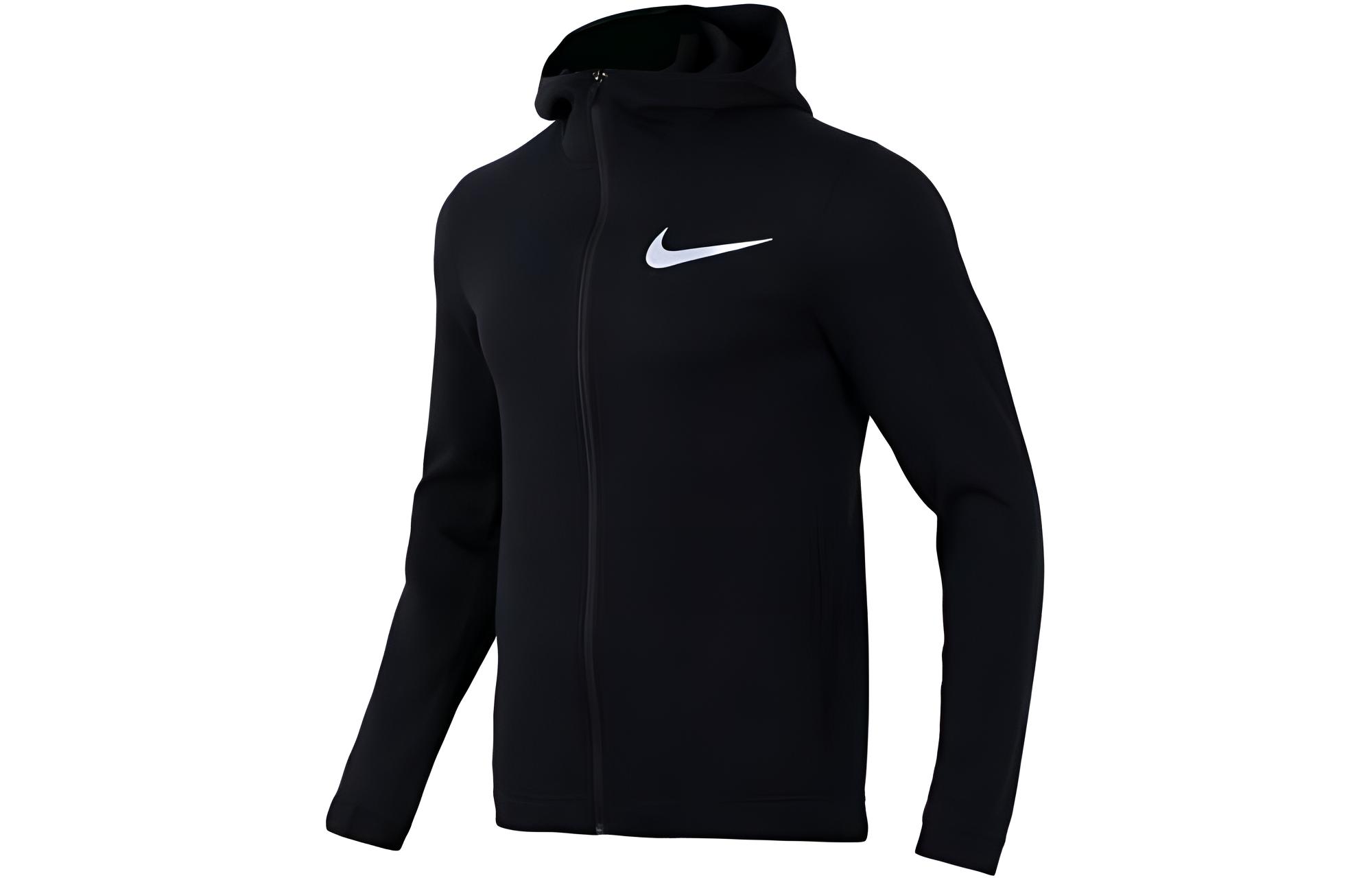 Nike Black Solid Logo Print Zip-Up Hoodie Jacket 925613-010