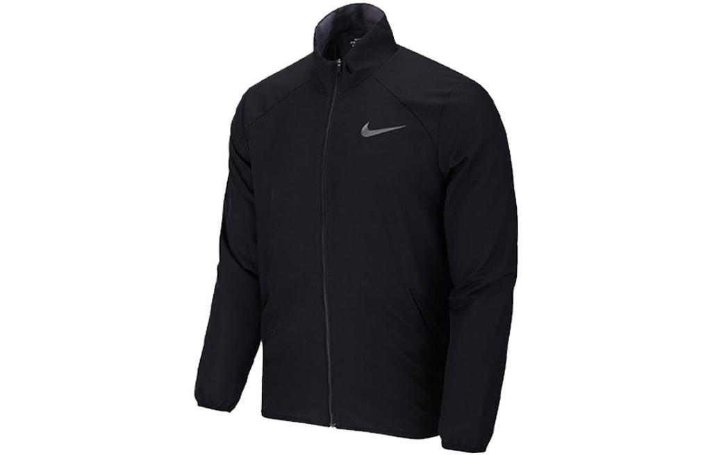 Nike Black Solid Logo Stand Collar Long-Sleeve Sports Jacket AJ4460-010