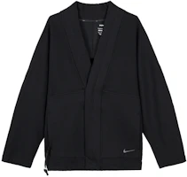 Nike Black Solid V-Neck Snap Button Logo Embroidered Jacket DQ6694-010 Nike Black Solid V-Neck Snap Button Logo Embroidered Jacket DQ6694-010