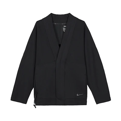 Nike Black Solid V-Neck Snap Button Logo Embroidered Jacket DQ6694-010