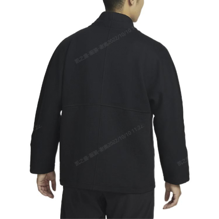 Details for Nike Black Solid V-Neck Snap Button Logo Embroidered Jacket DQ6694-010