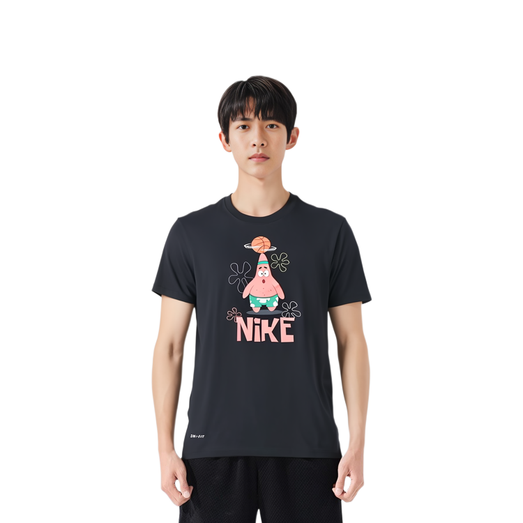 Sizing Nike 黑色海綿寶寶派大星印花復古短袖T恤 CJ9267-010