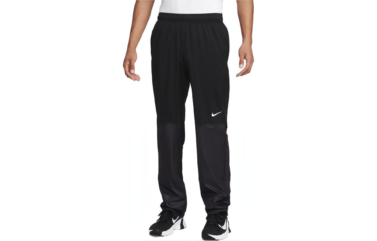 Nike Black Straight-Leg Knit Sweatpants with Spliced Logo Design . DZ5387-010