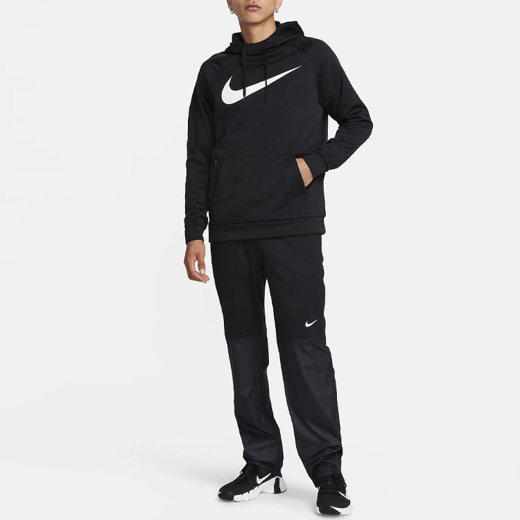 Shop Nike Black Straight-Leg Knit Sweatpants with Spliced Logo Design . DZ5387-010