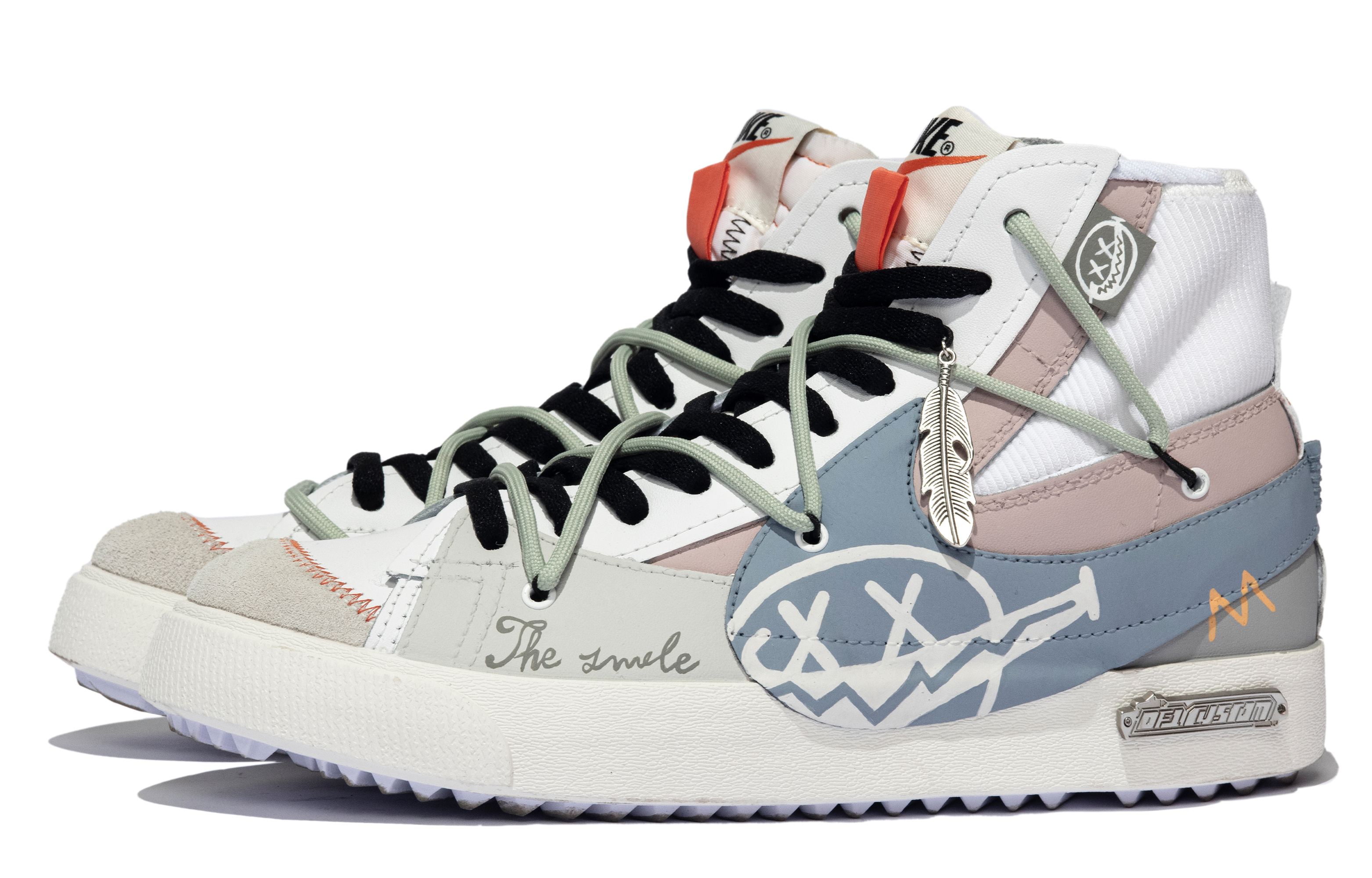 Shop 【客製球鞋】Nike Blazer Mid 77 Jumbo 特殊鞋盒 Dante 塗鴉 簡約 高筒 板鞋 男女款 米白綠粉