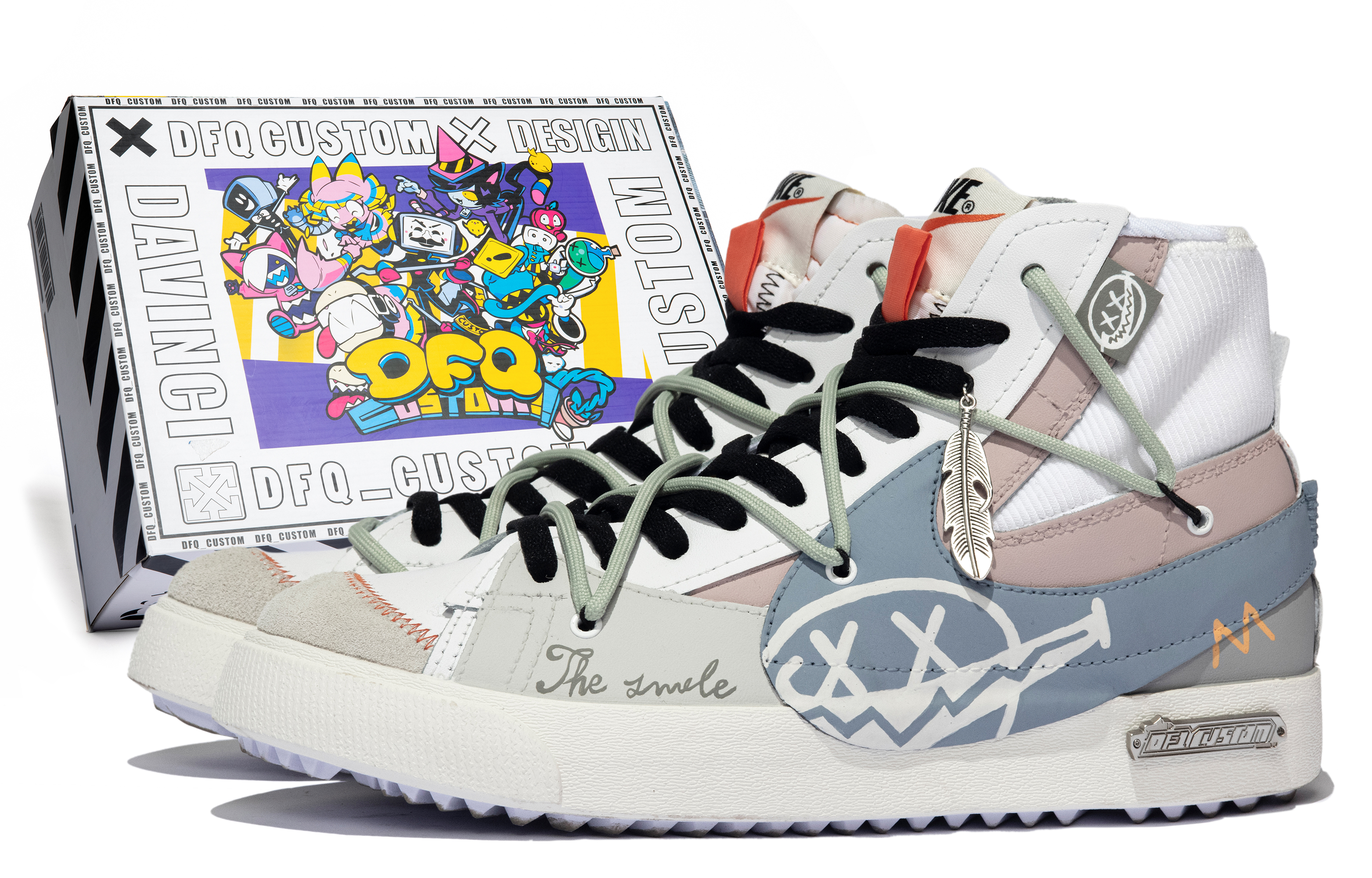 Buy 【客製球鞋】Nike Blazer Mid 77 Jumbo 特殊鞋盒 Dante 塗鴉 簡約 高筒 板鞋 男女款 米白綠粉