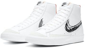 Nike Blazer Mid 77復古"筆觸勾勒"休閒鞋 中筒板鞋 男士版 白黑紅 Lookbook Nike Blazer Mid 77復古"筆觸勾勒"休閒鞋 中筒板鞋 男士版 白黑紅