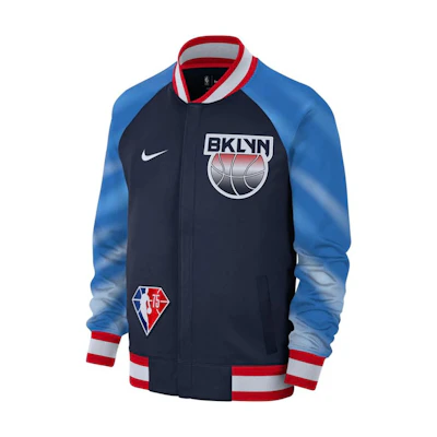 Nike Brooklyn Nets Colorblock Baseball Jacket Blue DB2437-419