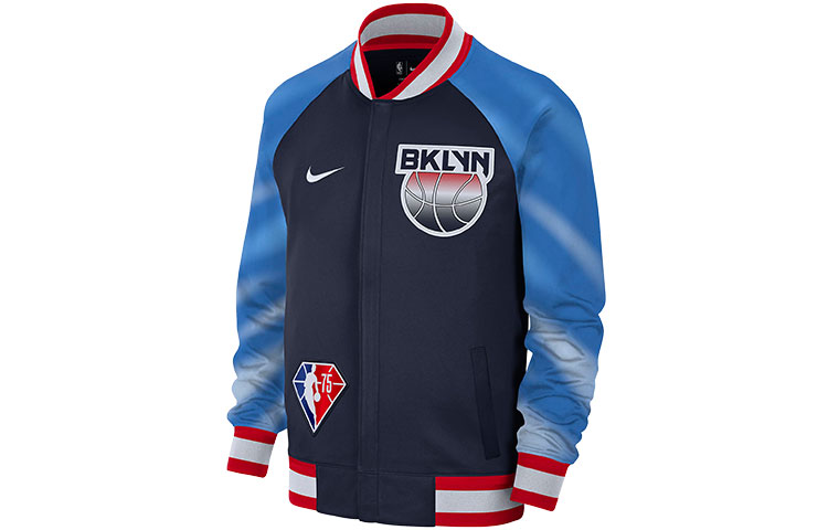 Nike Brooklyn Nets Colorblock Baseball Jacket Blue DB2437-419 圖 2