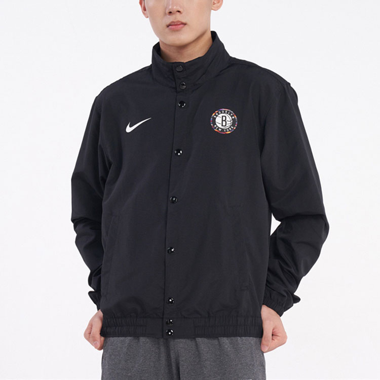 Shop Nike Brooklyn Nets Logo Jaket Hitam Sukan CD3037-010