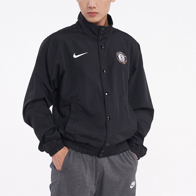 Purchase Nike Brooklyn Nets Logo Jaket Hitam Sukan CD3037-010