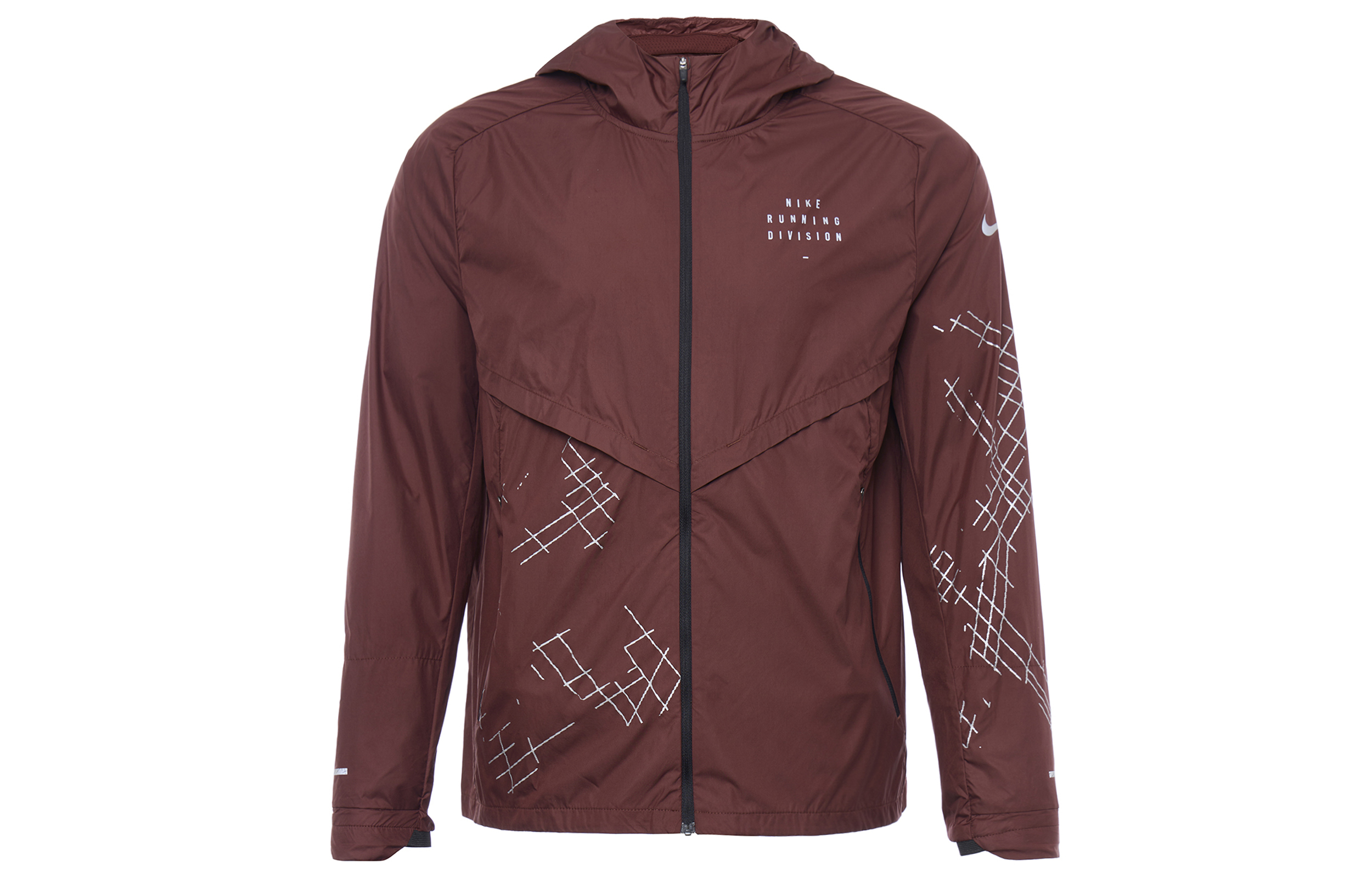 Nike Brown Letter Print Zip-Up Hoodie Jacket DQ6519-652