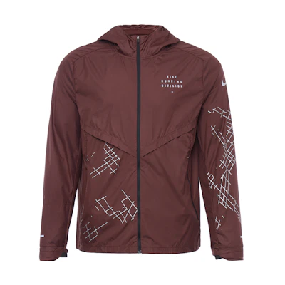 Nike Brown Letter Print Zip-Up Hoodie Jacket DQ6519-652