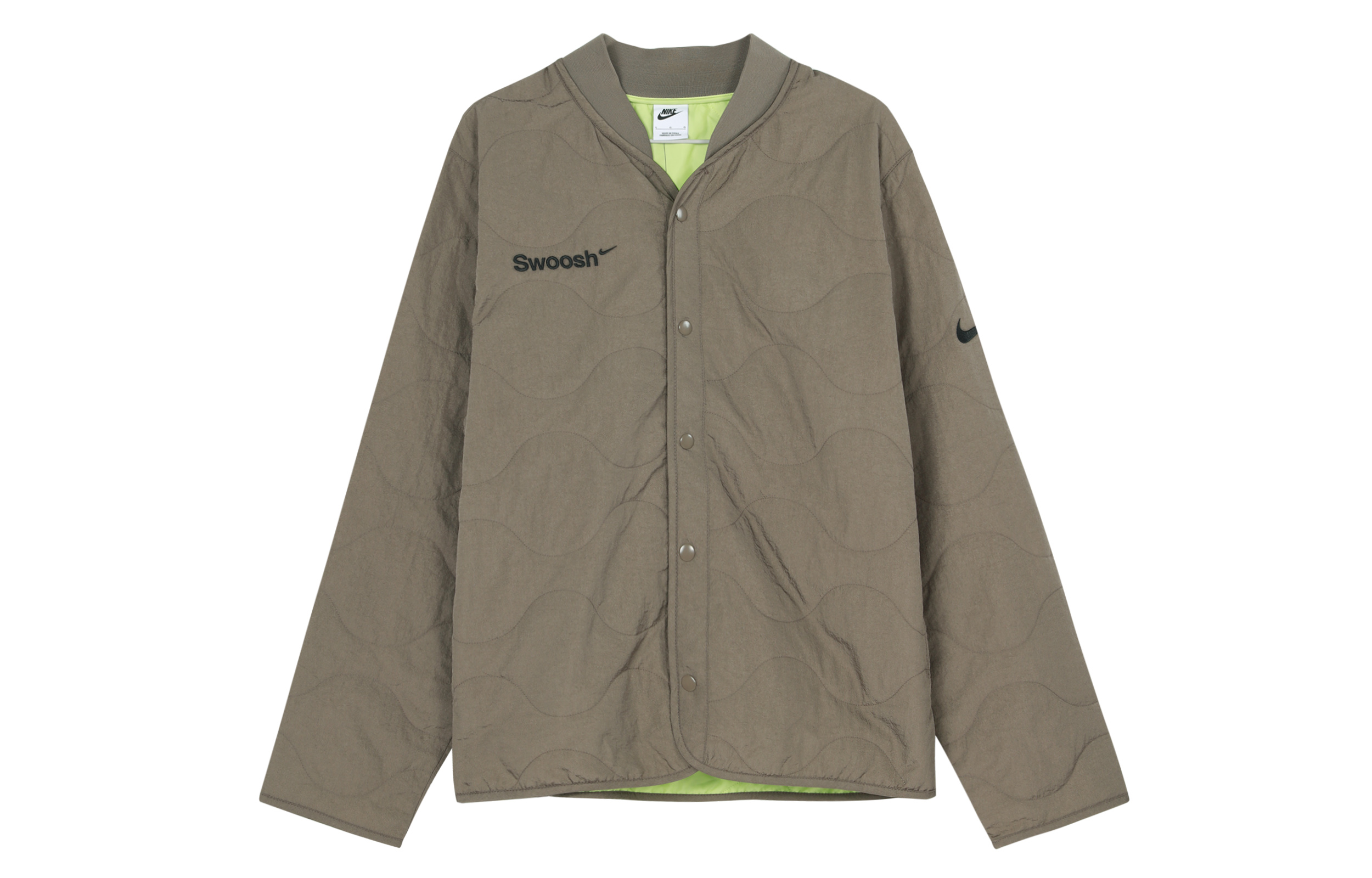 Nike Brown Logo Print Baseball Collar Button-Up Jacket FB1909-031