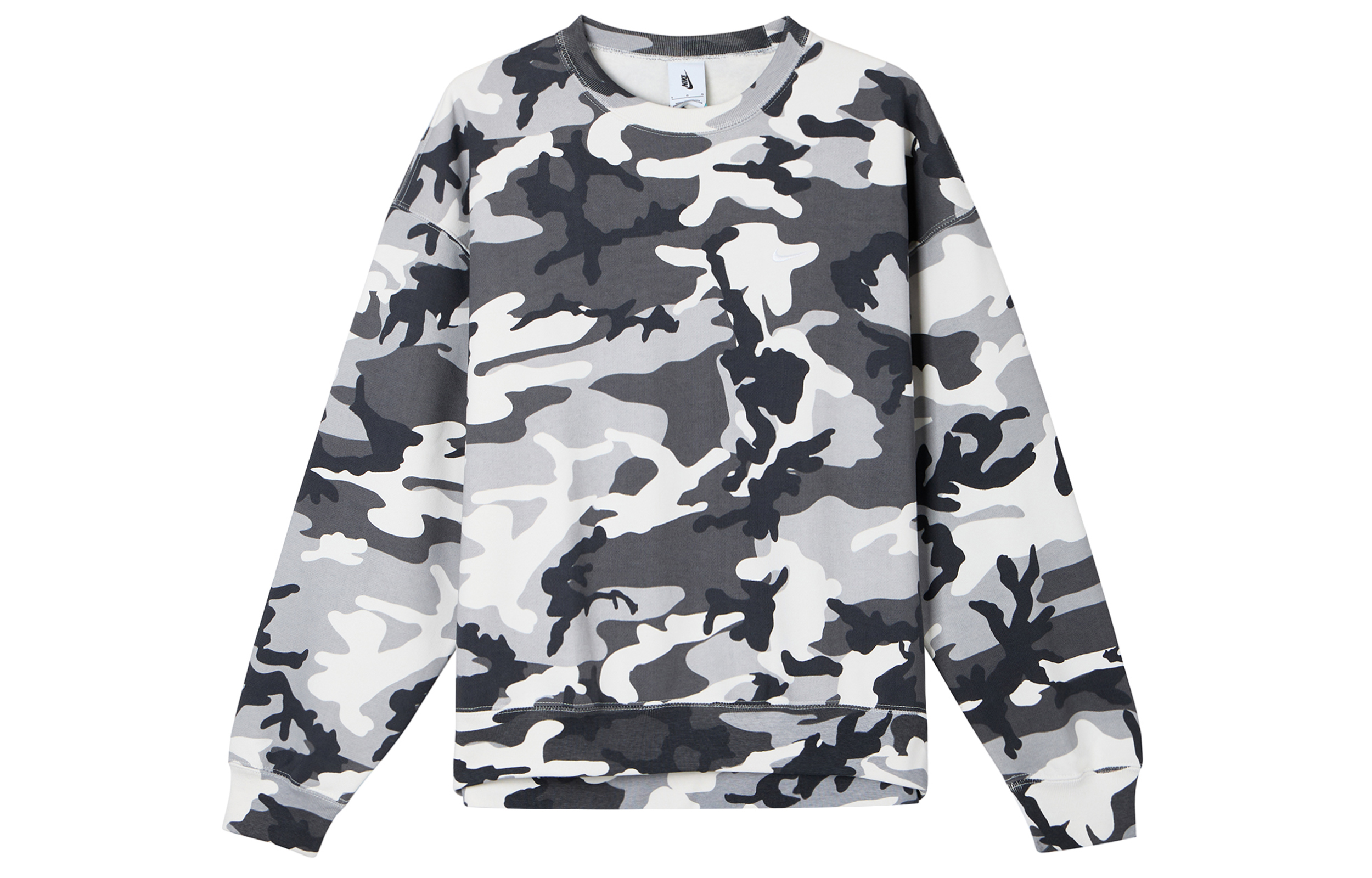 Nike Camouflage Crewneck Pullover Sweatshirt - Gray DN1256-133