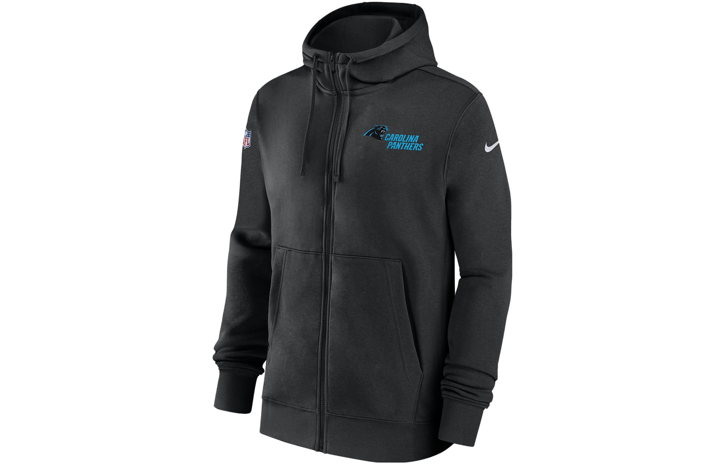 Nike Carolina Panthers Sideline Club Logo Hoodie Black Long Sleeve Zip-Up 00MR00A9D-XNN