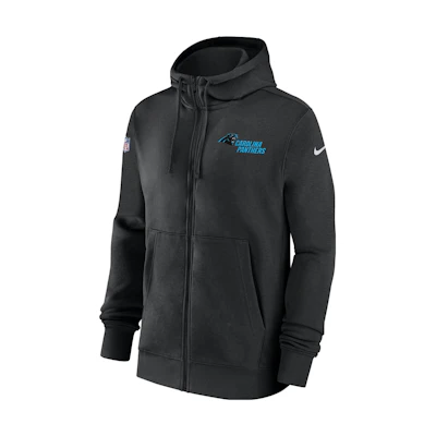 Nike Carolina Panthers Sideline Club Logo Hoodie Black Long Sleeve Zip-Up 00MR00A9D-XNN