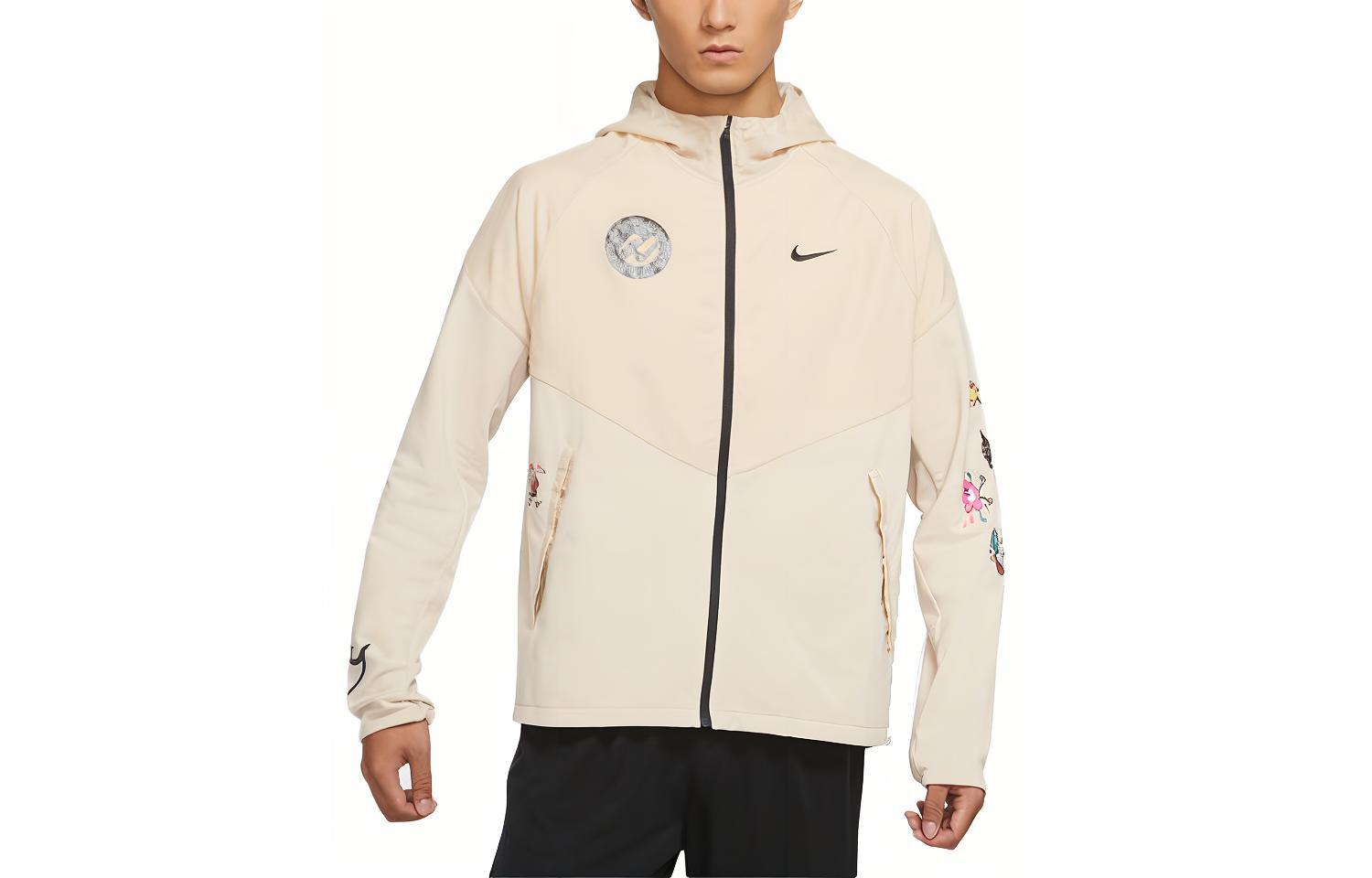Nike Cartoon Letter Print Running Casual Hoodie Jacket Light Tan DO6975-206