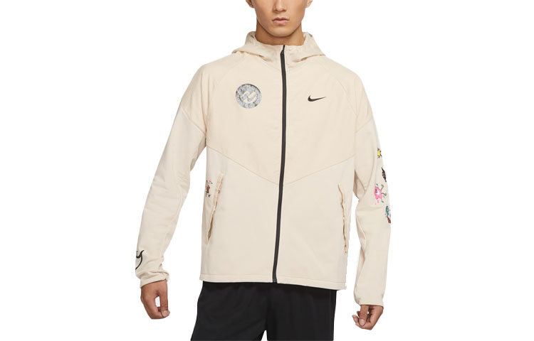 Nike Cartoon Letter Print Running Casual Hoodie Jacket Light Tan DO6975-206 圖 2