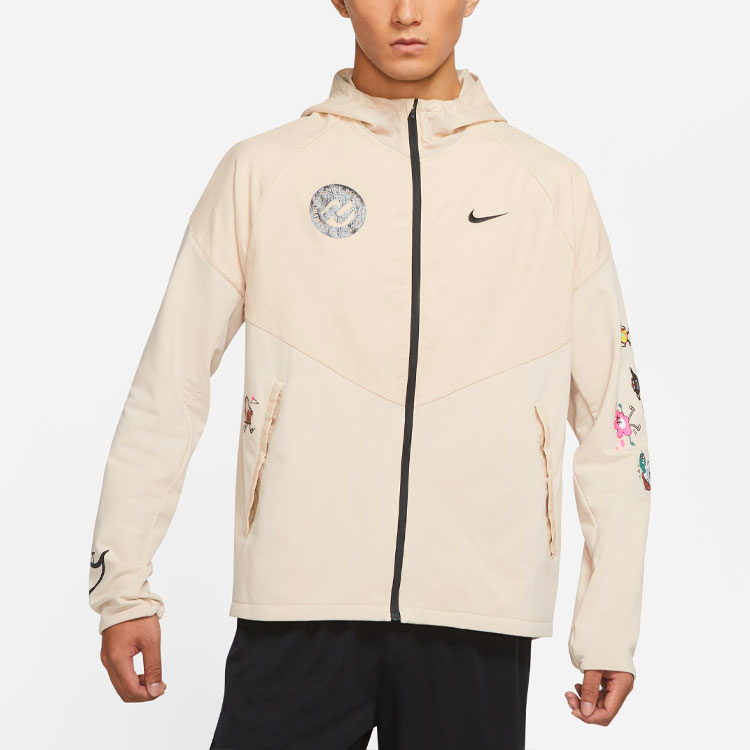 Nike Cartoon Letter Print Running Casual Hoodie Jacket Light Tan DO6975-206 圖 4