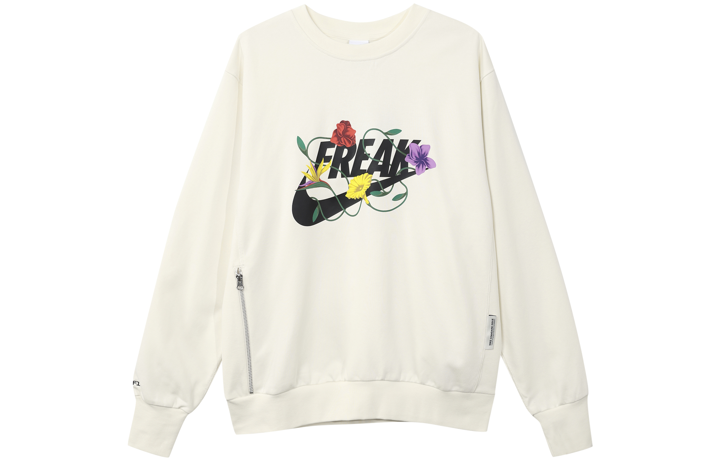 Nike Casual Crewneck Printed Long Sleeve Sweatshirt Light Beige FJ9558-110