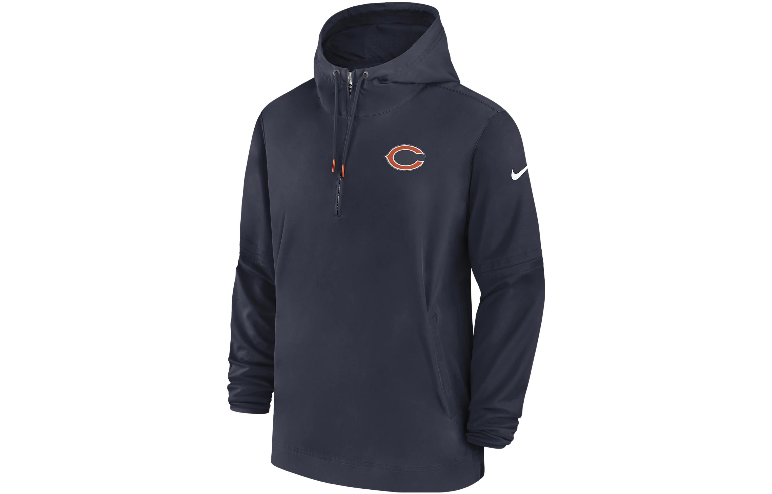 Nike Chicago Bears Sideline Logo Hoodie Jacket Navy Blue - 00MI41L7Q-EU6
