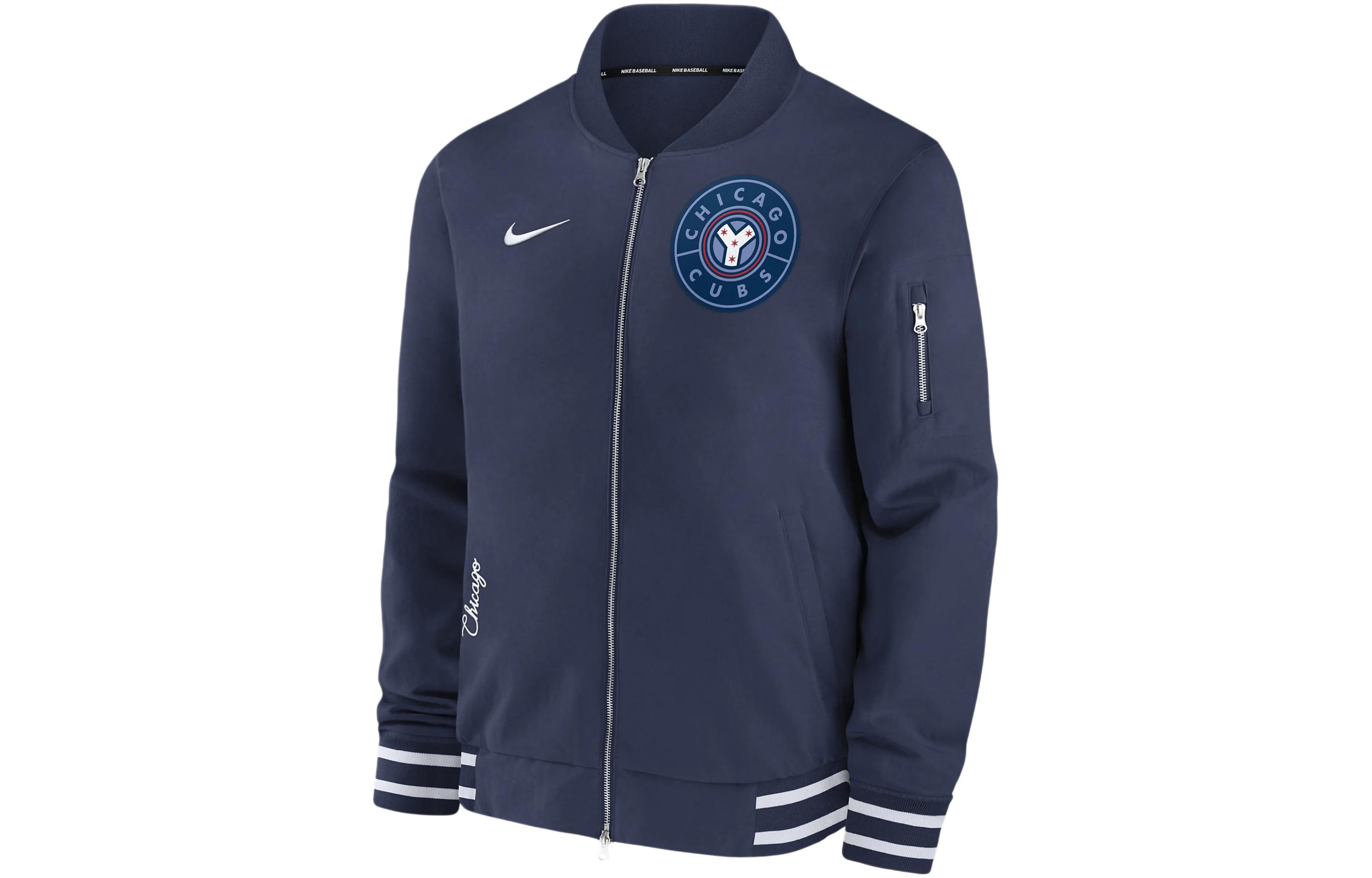 Nike Chicago Cubs City Connect Game Time Navy Blue Letter Print Jacket 015D11ABEJ-ZHD