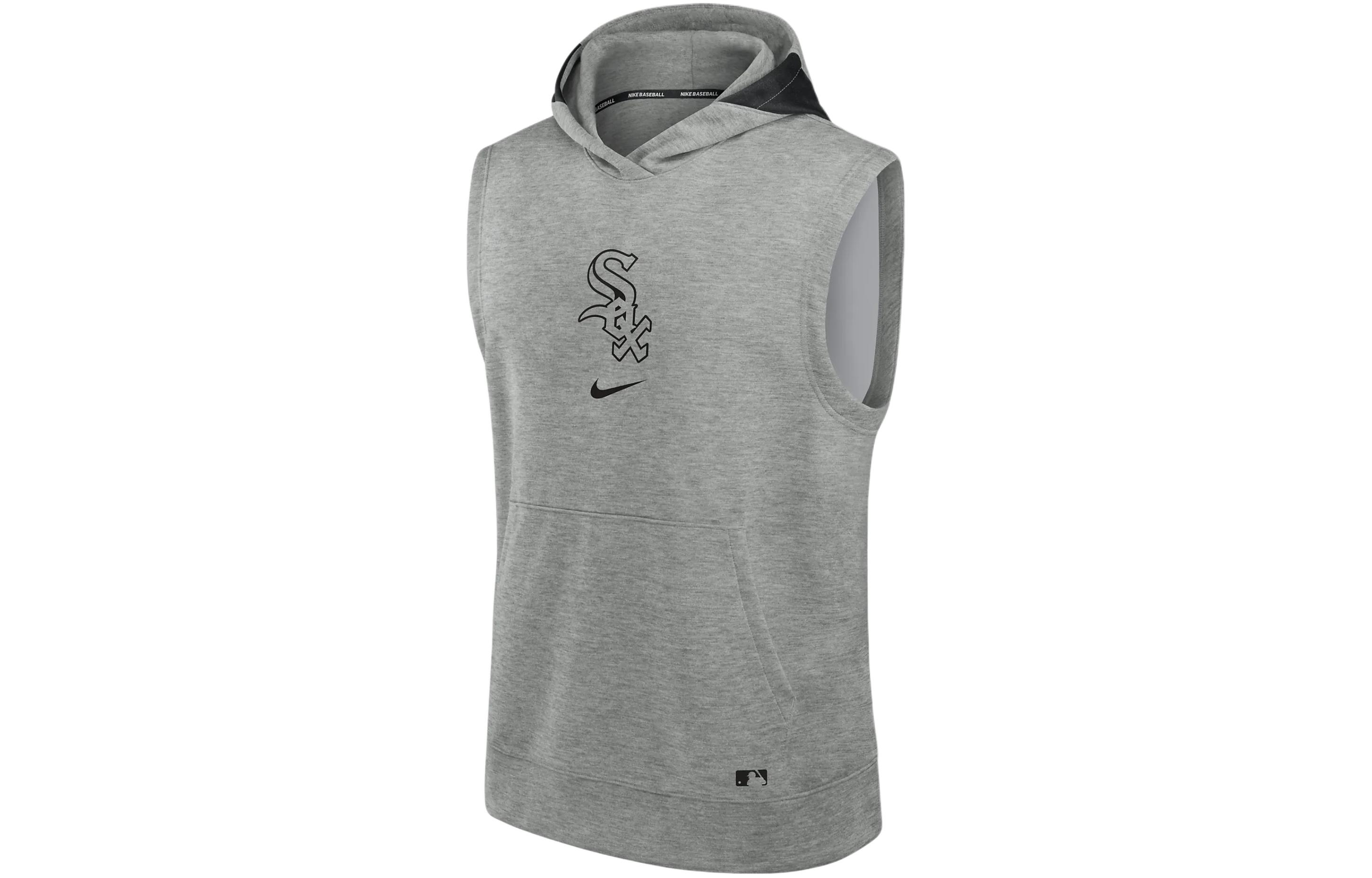 Nike Chicago White Sox Colorblock Sleeveless Hoodie Grey Mens Fleece Lined 013U086NRX-J3E