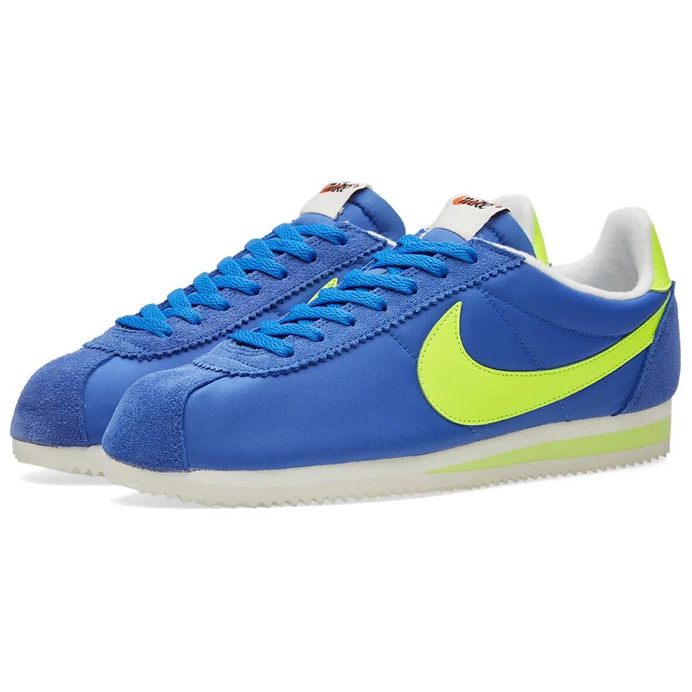 Lookbook Nike Classic Cortez Nylon AW 'Royal Volt' Lelaki Wanita Kasut Sukan Biru Kuning 844855-470