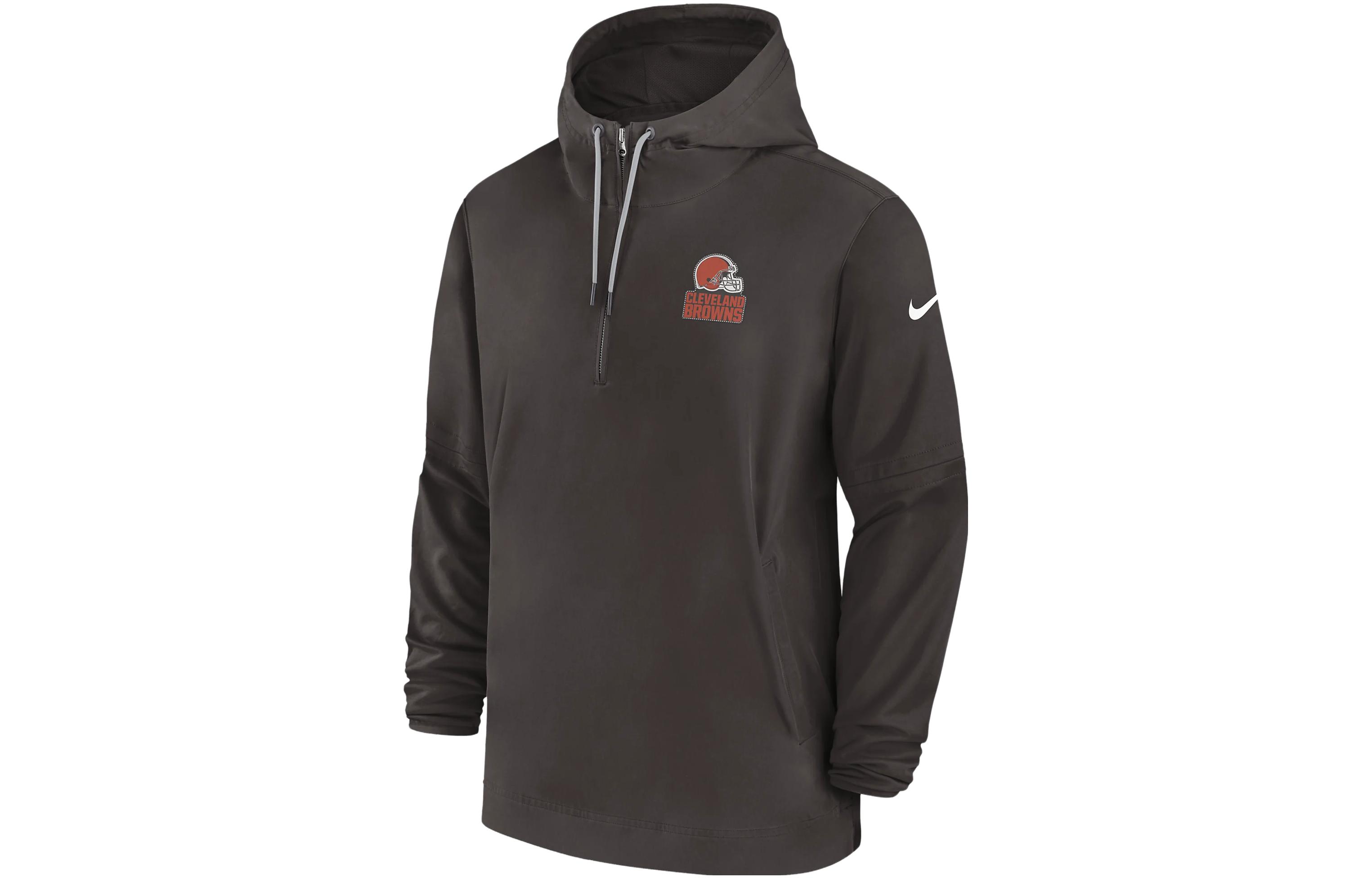 Nike Cleveland Browns Sideline Logo Print Brown Hoodie Jacket Brown 00MI2DI93-EU6