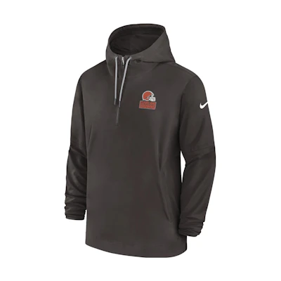 Nike Cleveland Browns Sideline Logo Print Brown Hoodie Jacket Brown 00MI2DI93-EU6