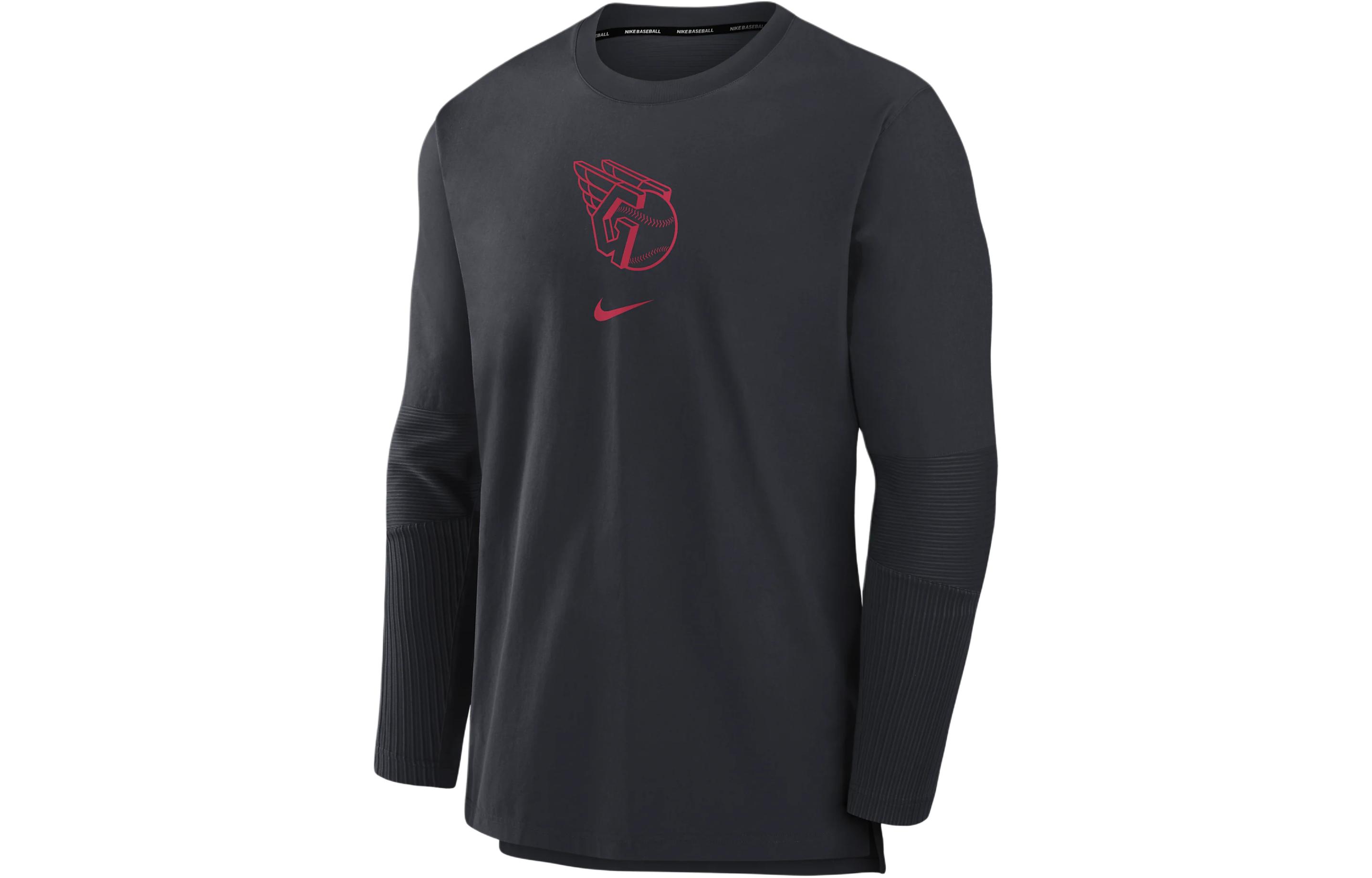 Nike Cleveland Guardians Authentic Player Logo Crewneck Jacket Black Mens 015C11L5IAN-5Z2