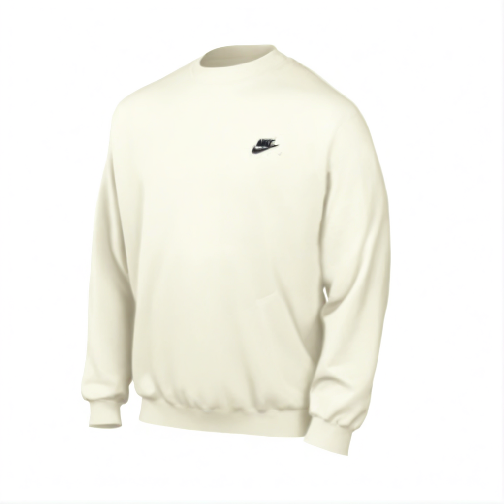 Nike Club Crew Logo Print Long Sleeve Sweater Off-White Pullover FQ2913-133