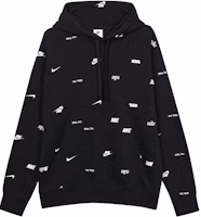 Nike Club Fleece All-Over Print Hoodie Black FB7435-010 Nike Club Fleece All-Over Print Hoodie Black FB7435-010