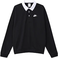 Nike Club Fleece Colorblock Polo Shirt Black College Style Long Sleeve DX0538-010 Nike Club Fleece Colorblock Polo Shirt Black College Style Long Sleeve DX0538-010