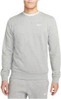 Nike Club Fleece French Terry Crew Sweatshirt Deep Gray Casual Pullover 637903-063 Nike Club Fleece French Terry Crew Sweatshirt Deep Gray Casual Pullover 637903-063