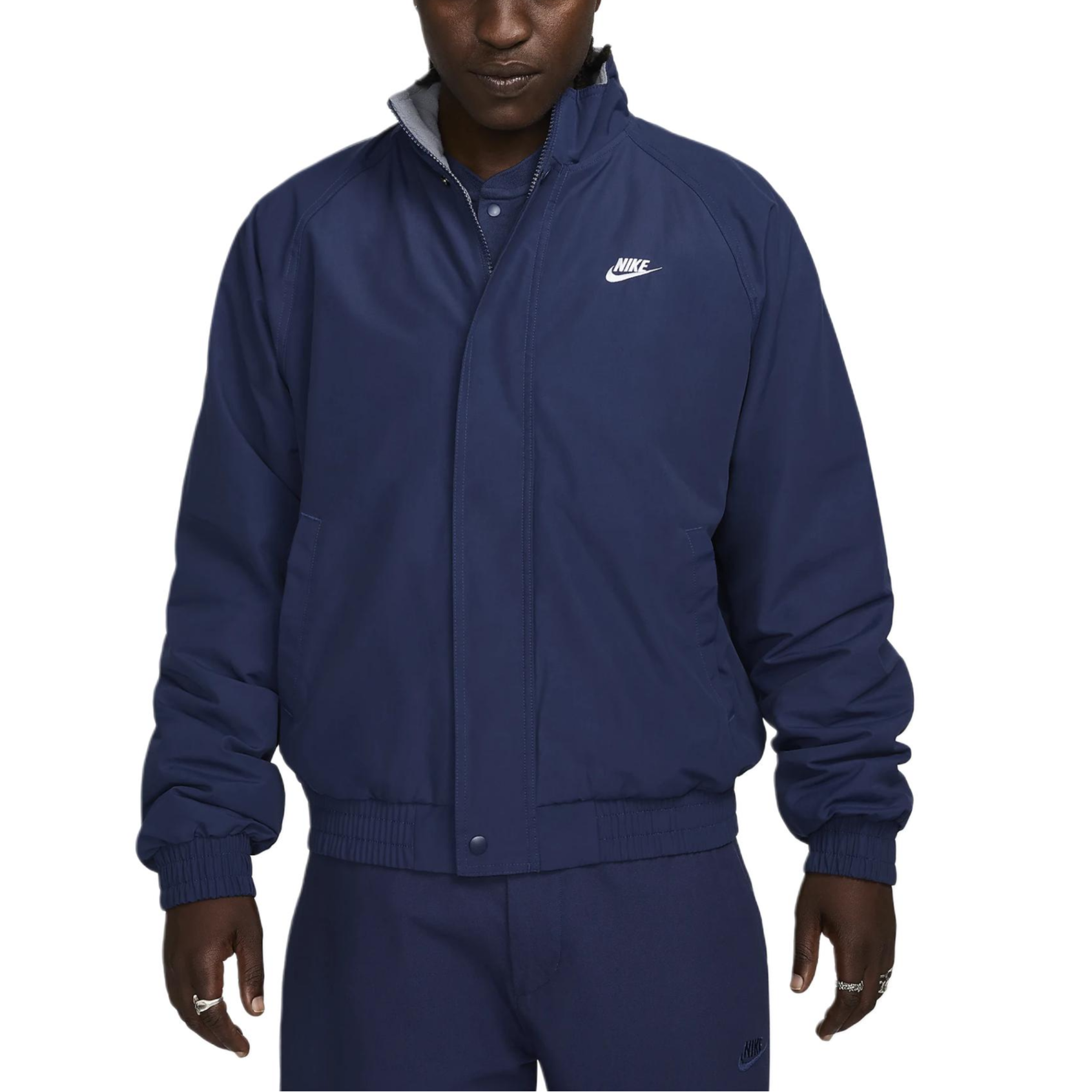 Order Nike Club Fleece Futura Zip Jaket Midnight Navy/Putih FZ0656-410