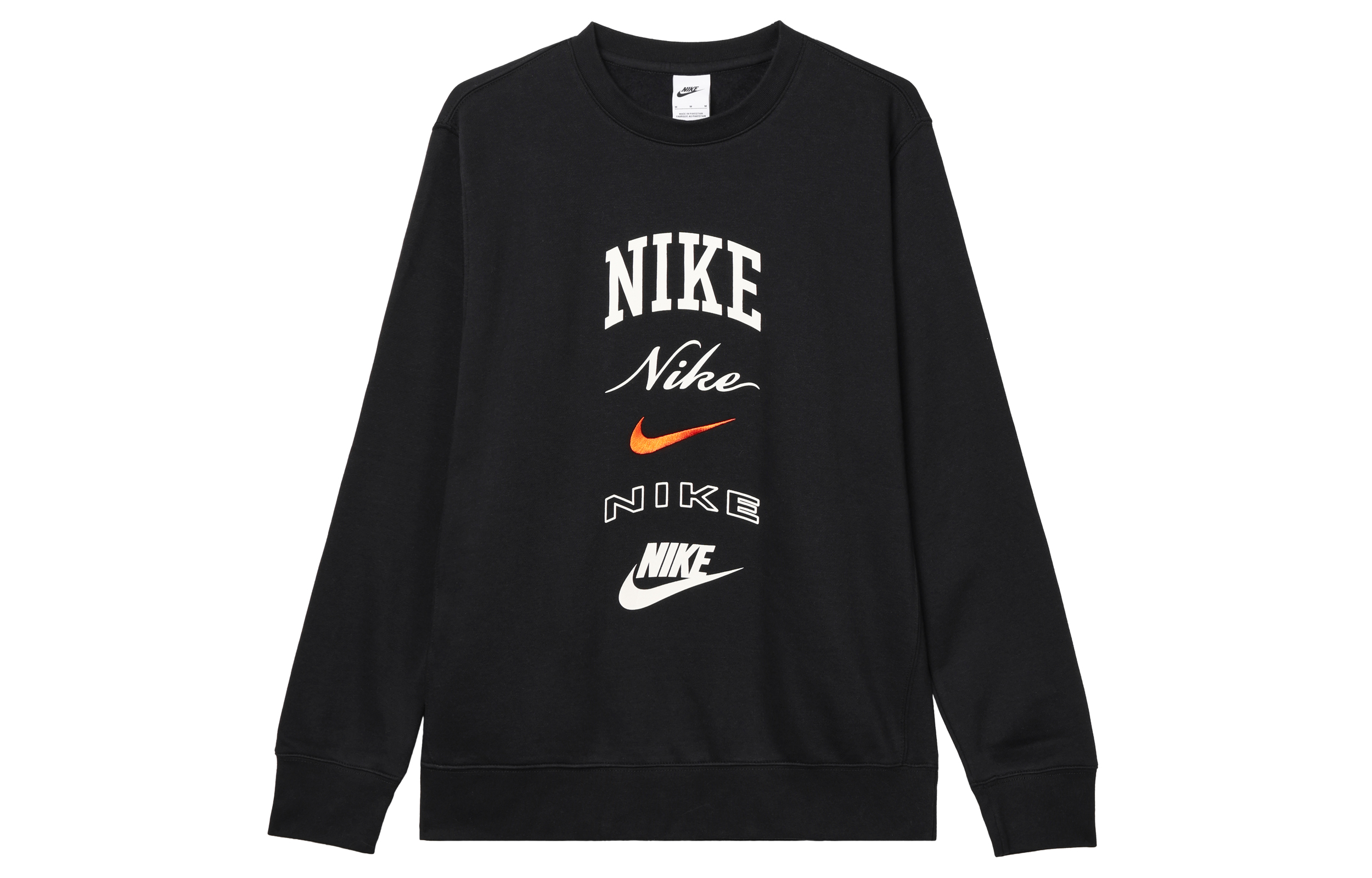 Nike Club Fleece Letter Print Crewneck Sweatshirt Men’s Black FN2611-010
