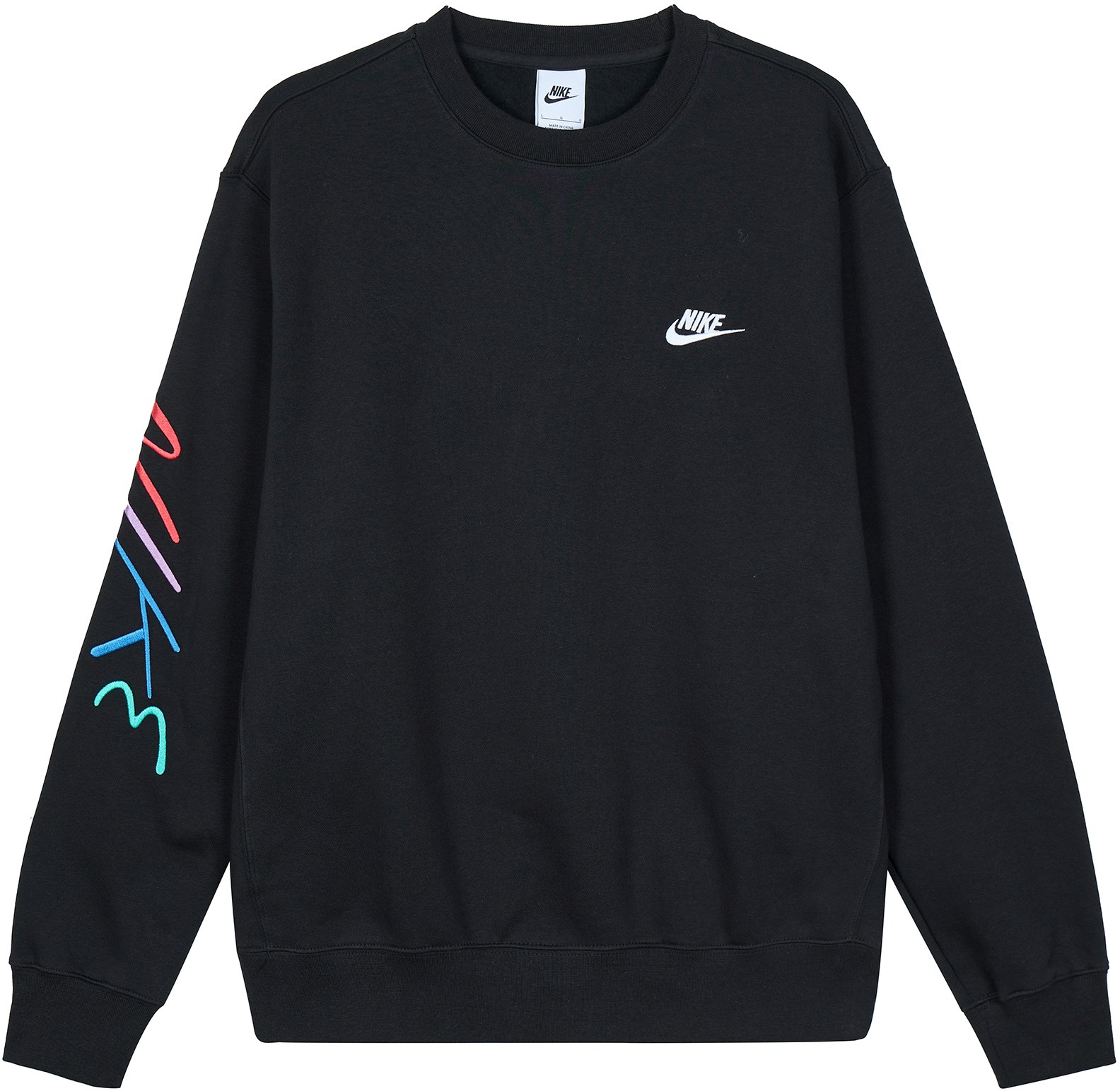 nike-club-fleece-logo-embroidered-crewneck-sweatshirt-black-fb-7476-011