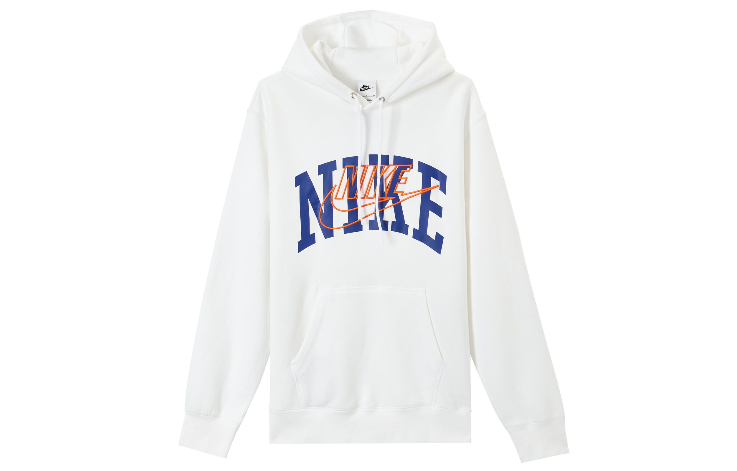 Nike Club Fleece Logo White Hoodie Long Sleeve Pullover FV4448-100