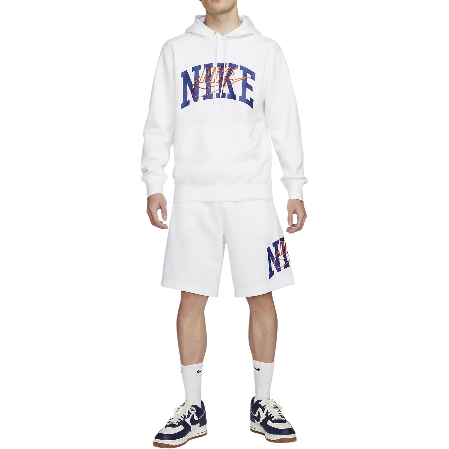 Shop Nike Club Fleece 經典白色連帽長袖套頭衫 FV4448-100