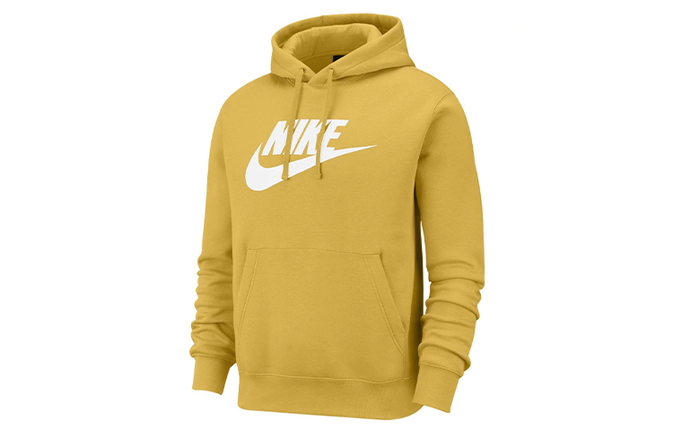 Nike Club Fleece Printed Pullover Hoodie Solar Flare Yellow BV2974-761