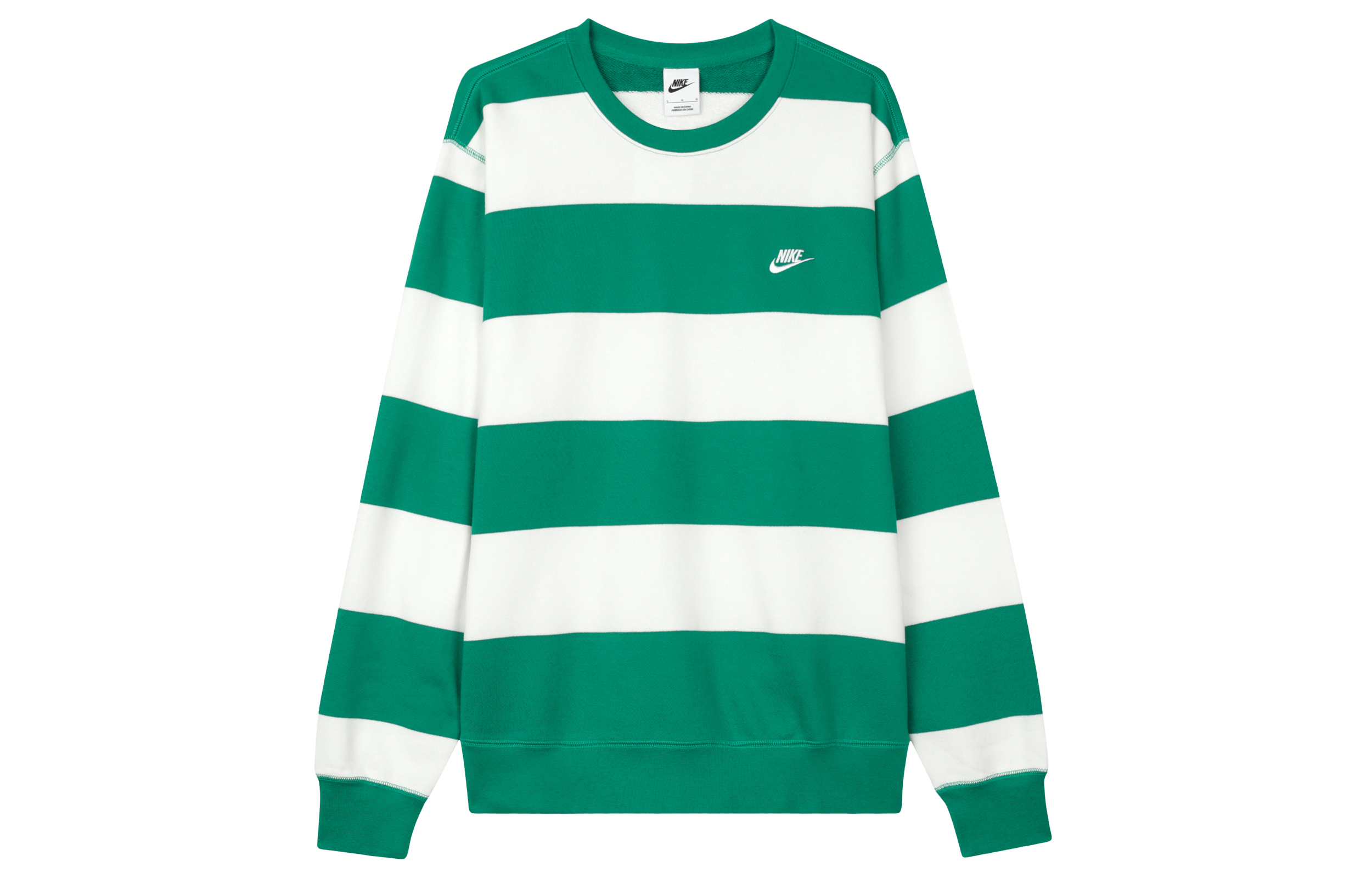Nike Club Fleece Striped Crewneck Sweatshirt Malachite Green FN3107-365