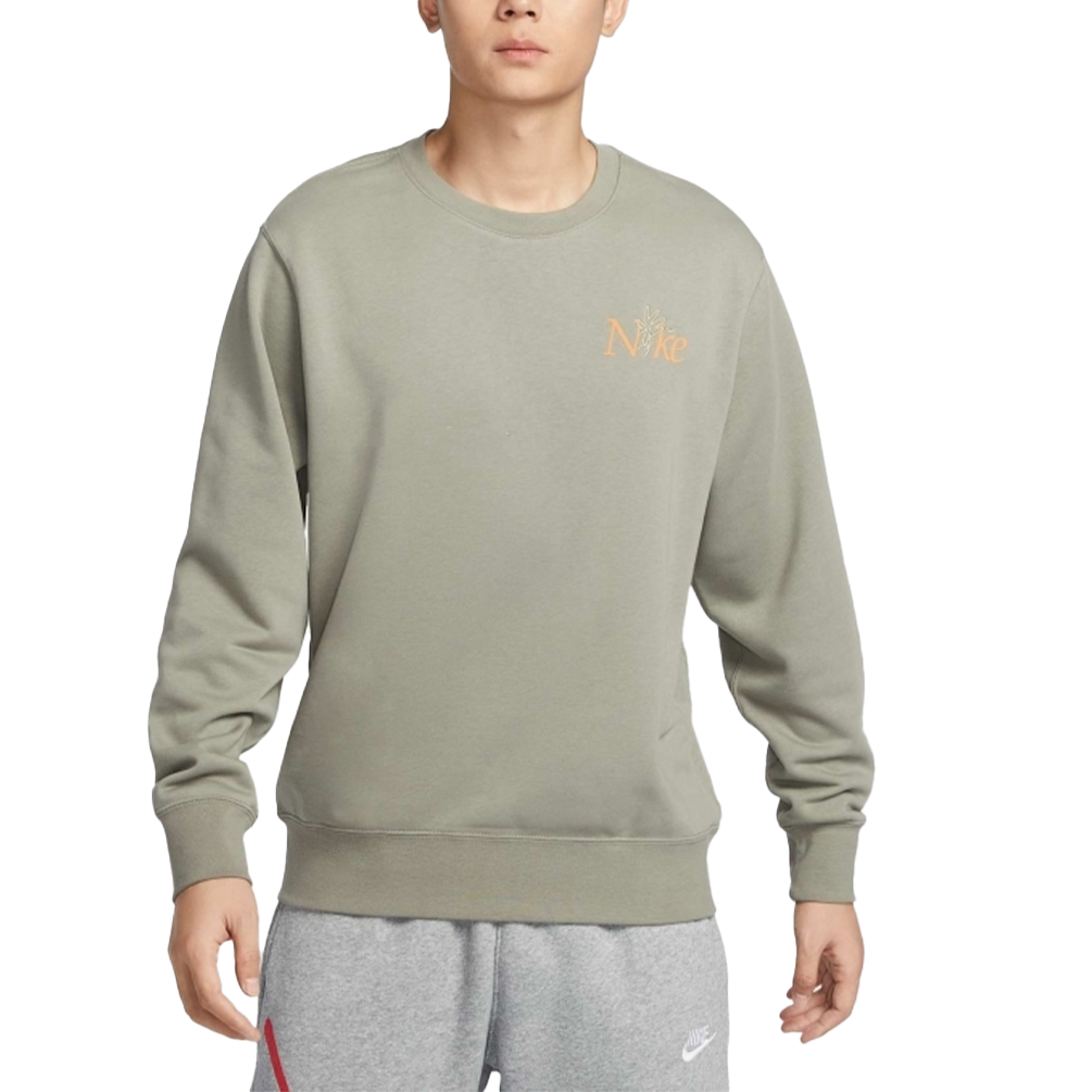 Nike Club FT Crew Floral GC Green Sweatshirt Long Sleeve Pullover IB8234-320
